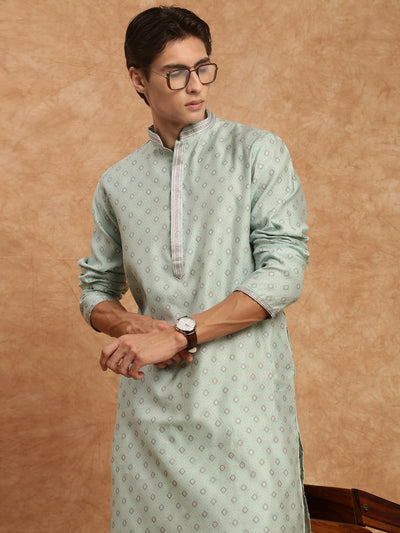 Sanwara Premium Jaquard Embroidered Sky Blue Kurta for Men
