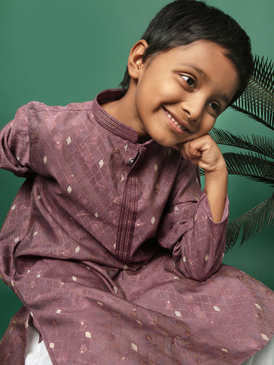 Sanwara Rich Wine Silk Boys Kurta Set
