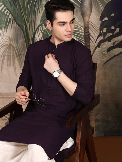Sanwara Presents Signature Chikankari Purple Kurta