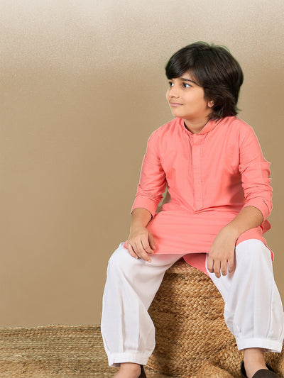 Premium Cotton Silk Pink Kurta for Boys