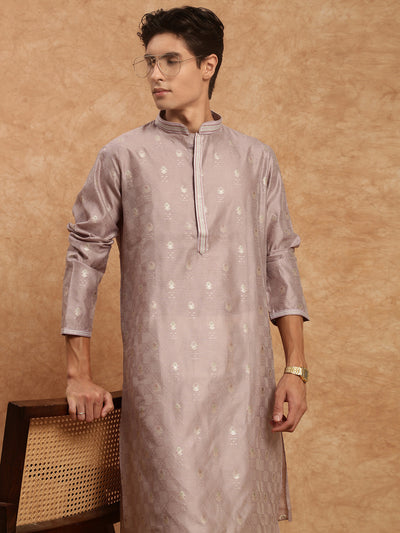 Sanwara Men’s Voilet Woven Designer Jaquard Kurta