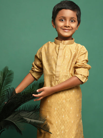 Sanwara Gold Boys Jaquard Kurta Set