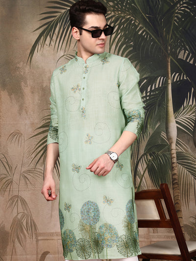 Sanwara’s Cotton Digital Printed Light Green Kurta