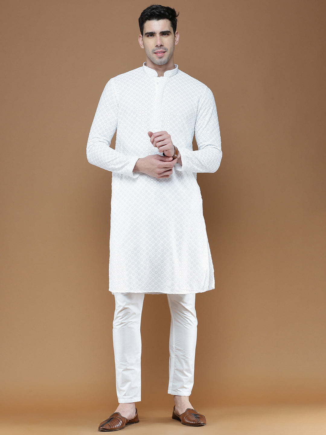 White Kurta Pyjama Party Wear Mens Kurta Pajama Men's Sequins