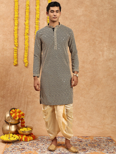 Sanwara Premium Rayon Stylish Chikankari Beige Kurta Set for Men
