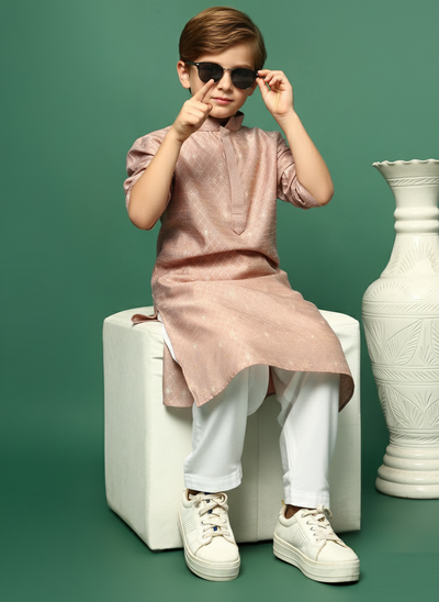 Sanwara Deep Beige Silk Sequinned Kurta Set