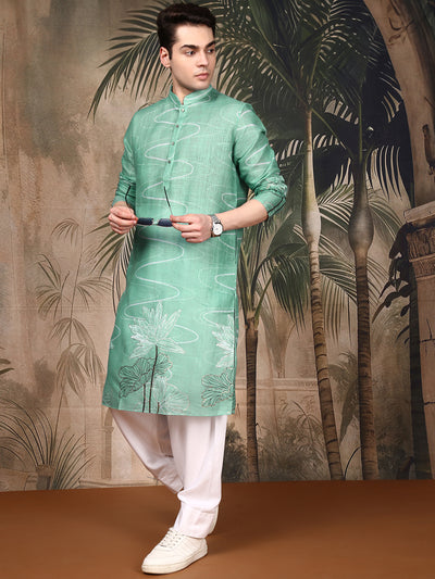 Sanwara’s Cotton Digital Printed Teal Green Kurta Set