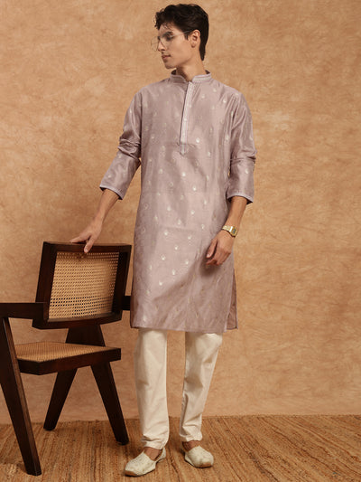 Sanwara Men’s Voilet Woven Designer Jaquard Kurta Set
