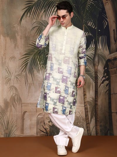 Sanwara’s Cotton Digital Printed Beige Kurta Set