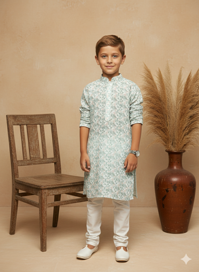 Sanwara Blue Cotton Kurta Set for Boys
