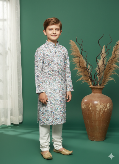 Sanwara Multi Coloured Boys Kurta Set with Sequin