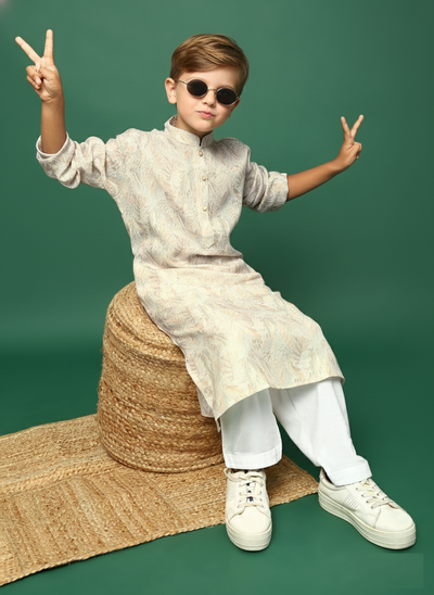 Sanwara Beige Boys Kurta Perfect Festive Wear