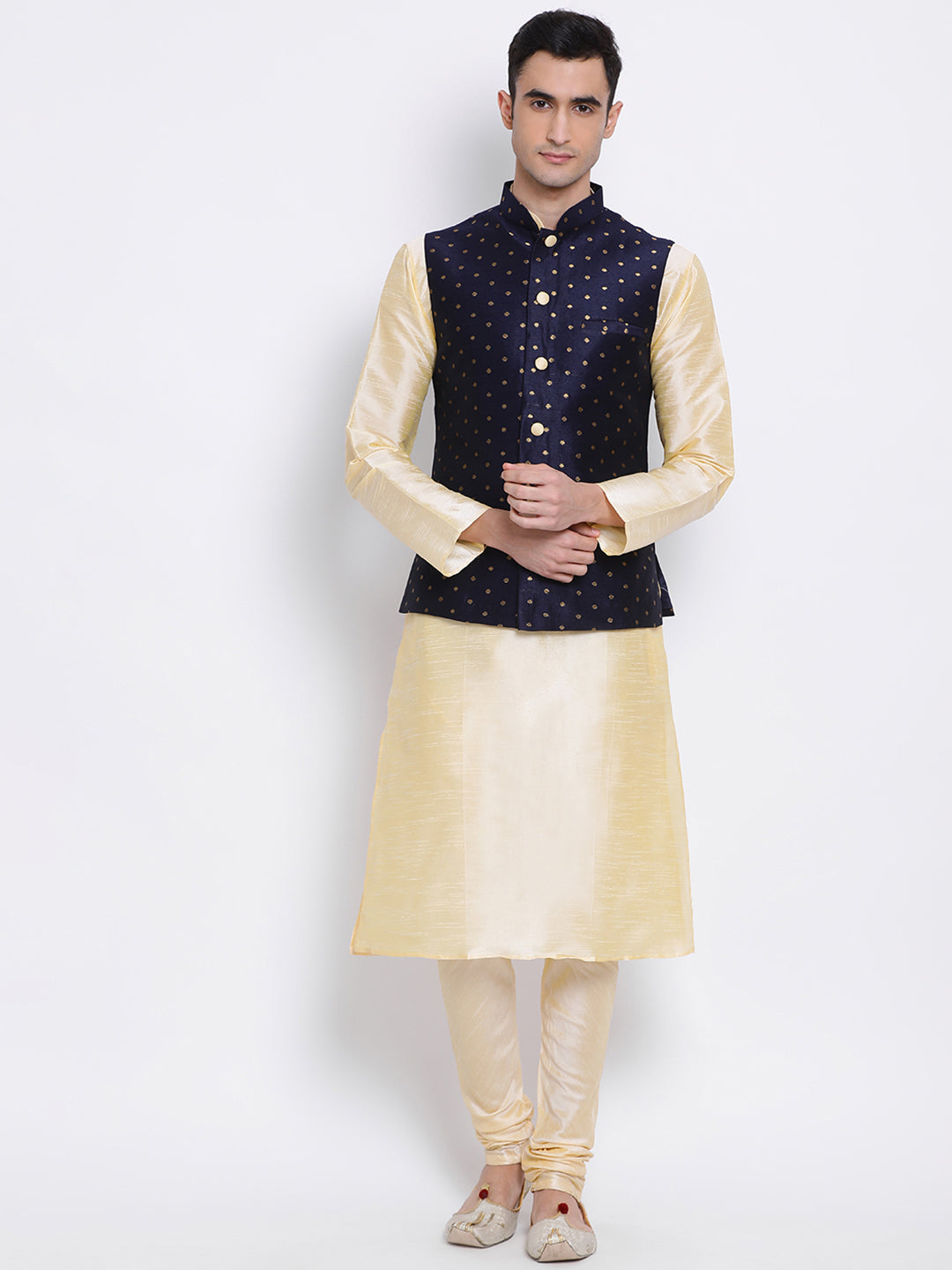 Red monochrome kurta with Nehru jacket and matching turban set – Lagorii  Kids