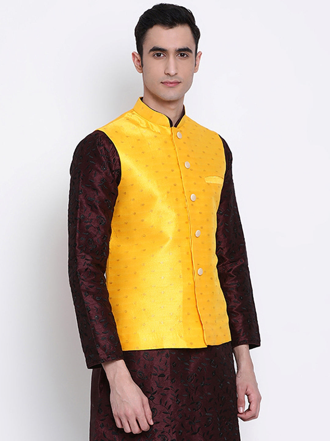 Buy Peter England Yellow Regular Fit Self Pattern Nehru Jacket for Mens  Online @ Tata CLiQ