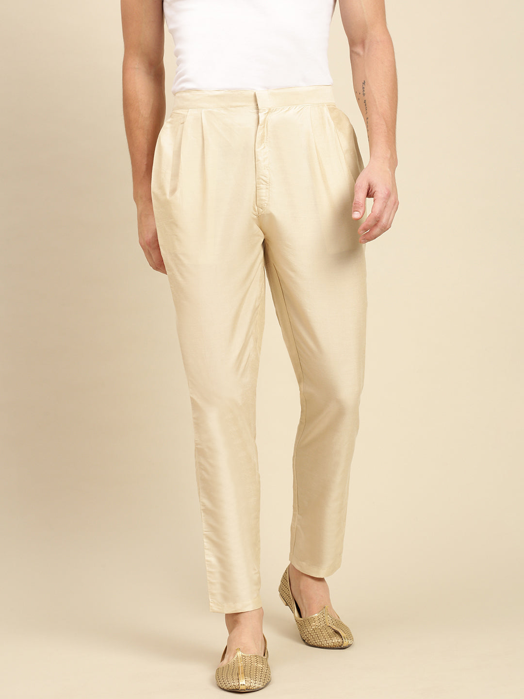 Sanwara Men's Solid Light Beige Colour Cotton Payjama Style Pant